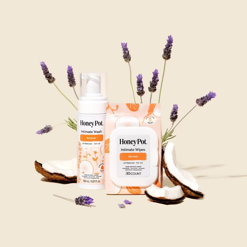 The Honey Pot Company Intimate Wash and Intimate Wipes with lavender and coconut
